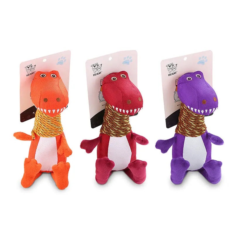 Plush Dinosaur Dog Toy with Sound and Chew Features PurrBurr