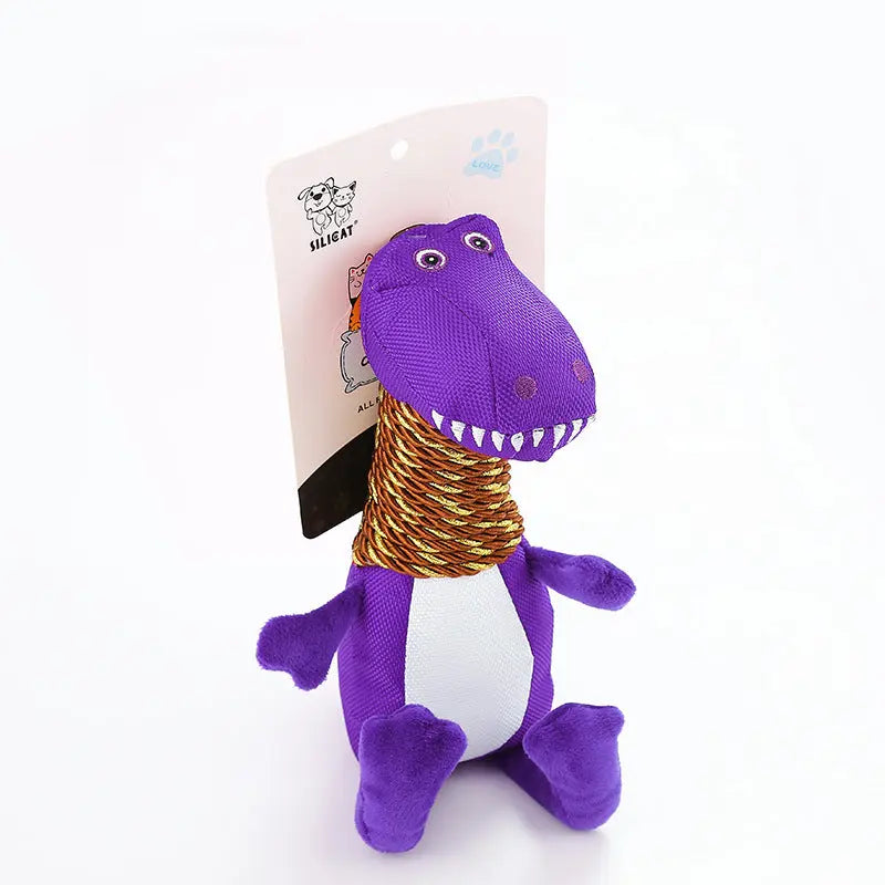 Plush Dinosaur Dog Toy with Sound and Chew Features PurrBurr