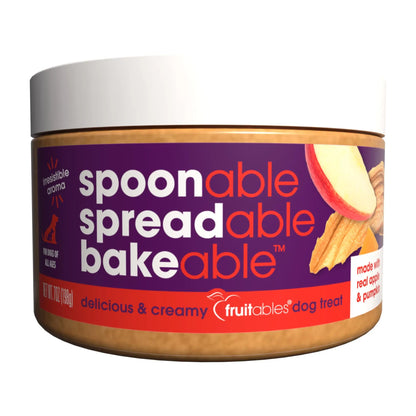 Fruitables Spreads – Spreadable Dog Treat – Bakeable Dog Treat – Real Apple & Pumpkin – Human-Grade 100% Natural Ingredients – Great for All Dogs – 7 Ounces PurrBurr