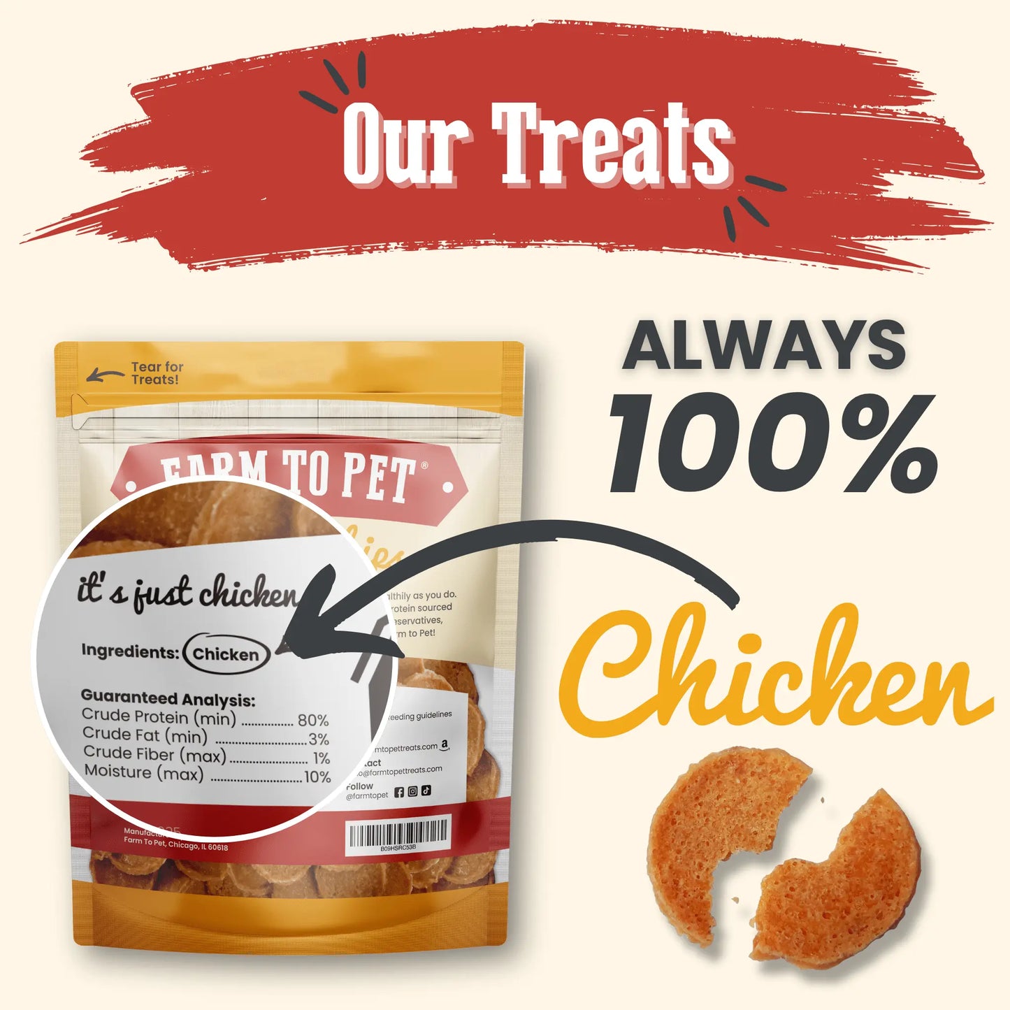 Chicken Chips for Dogs | All-Natural Single-Ingredient Dog Treats Farm To Pet