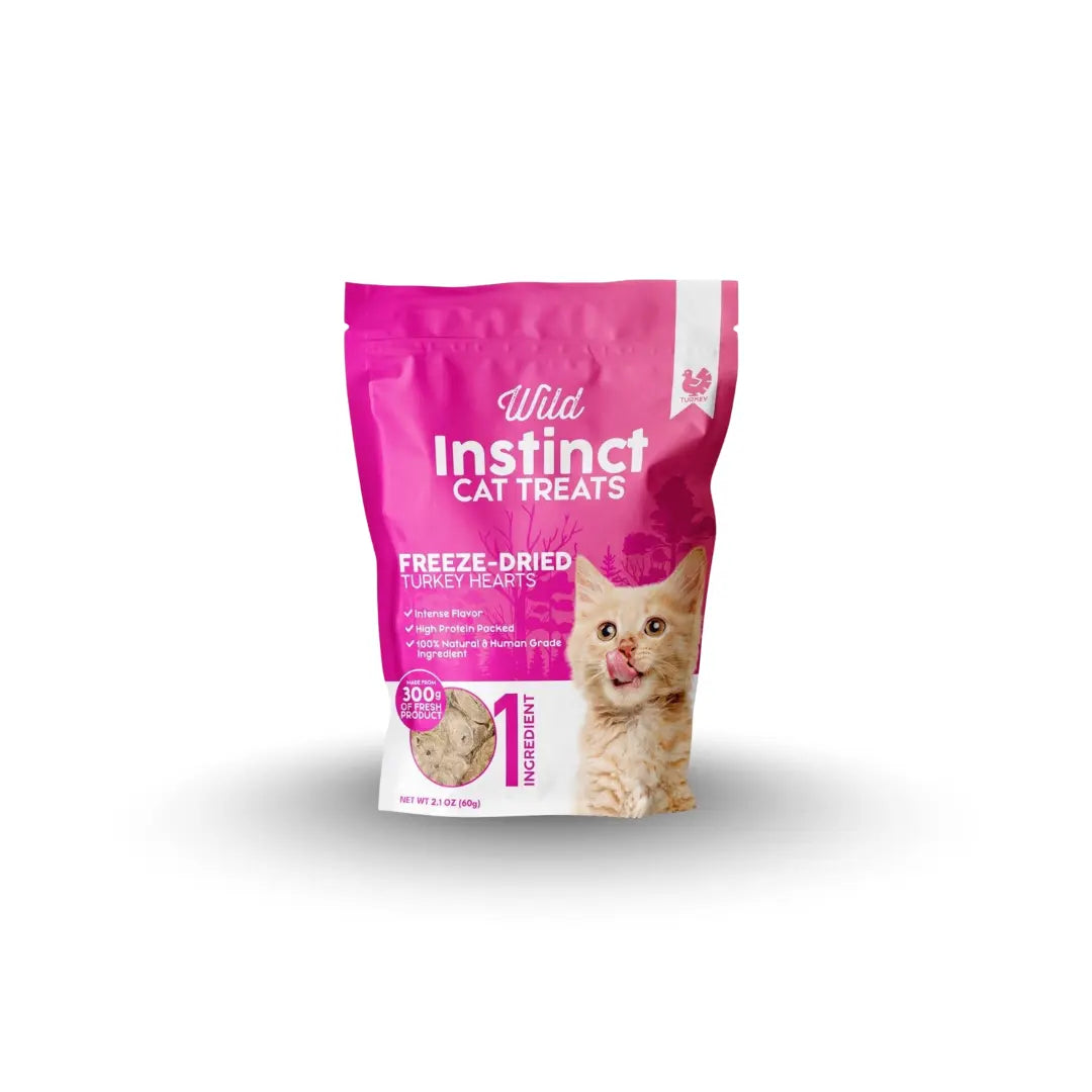 Freeze-Dried Turkey Hearts for Cats - Natural Protein Snack Wild Instinct Pet