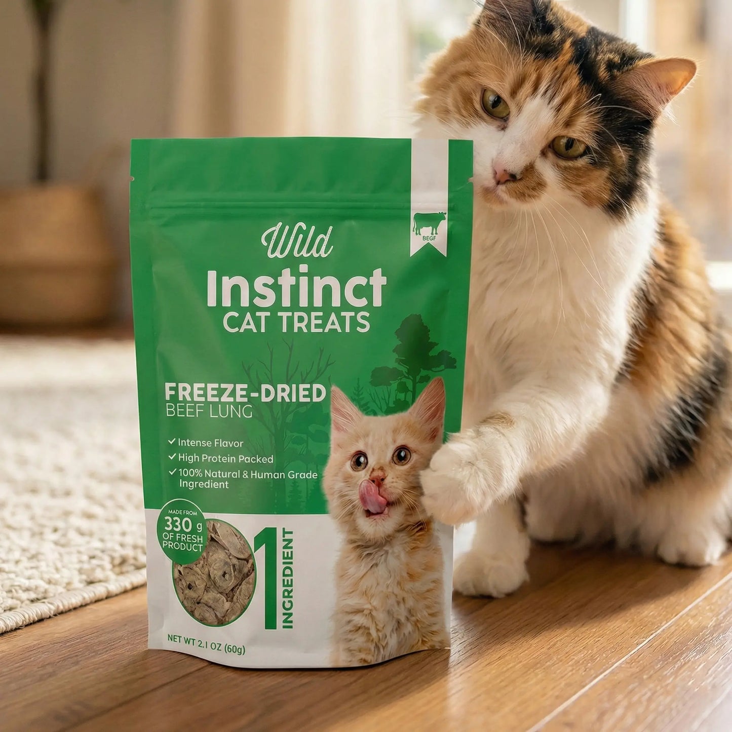 Freeze-Dried Beef Lung Treats for Cats - Protein-Rich Snacks Wild Instinct Pet