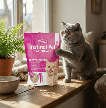 Freeze-Dried Turkey Hearts for Cats - Natural Protein Snack Wild Instinct Pet