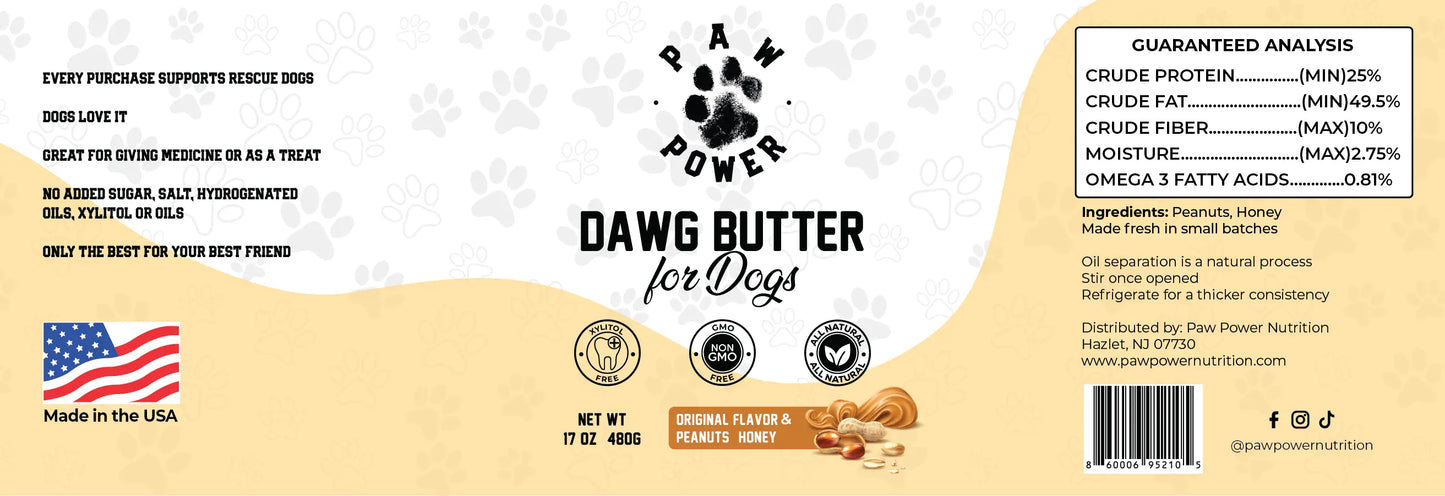 Dawg Butter Original Flavor Paw Power Nutrition