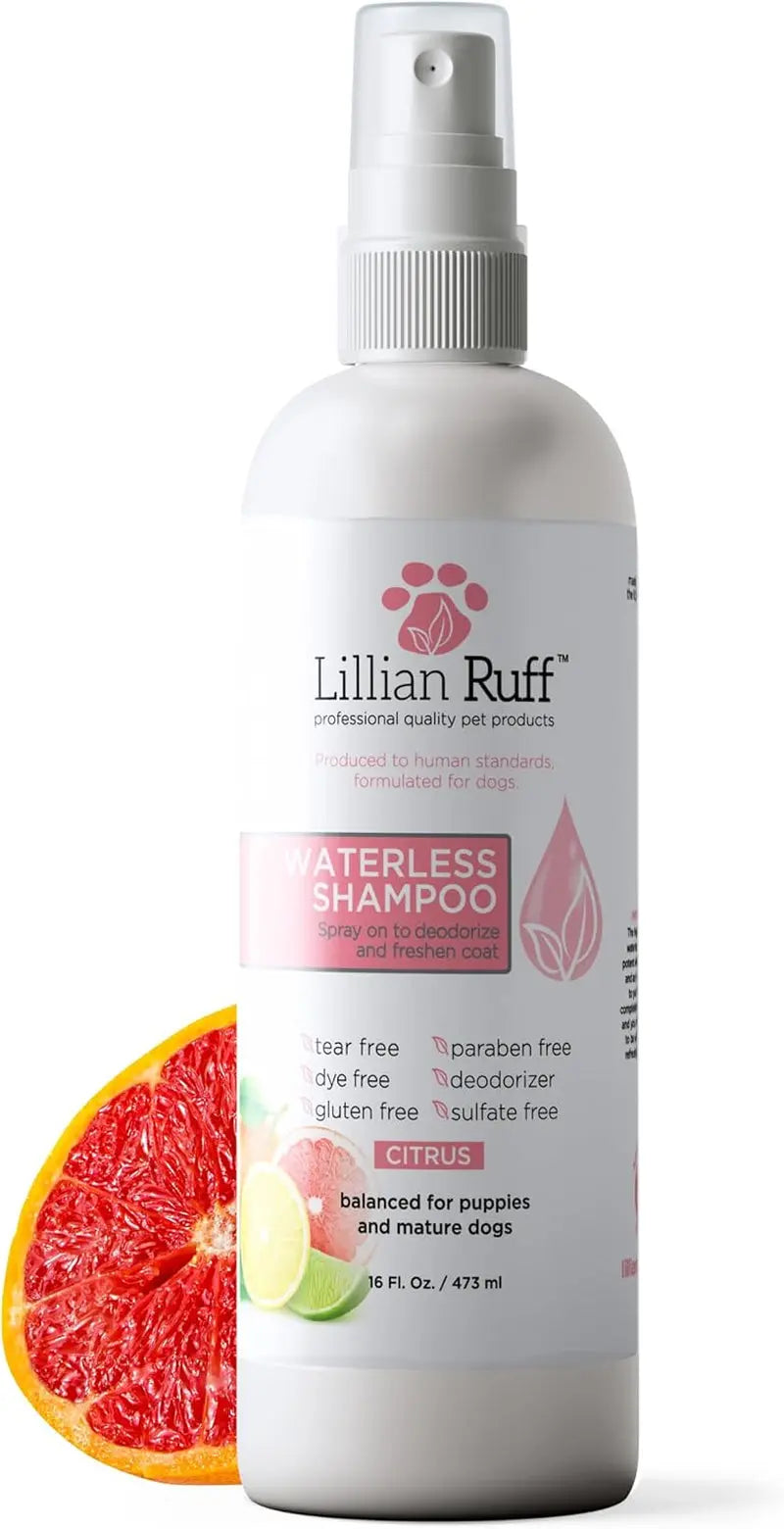 Waterless No-Rinse Dog Dry Shampoo Spray with Hydrating Essential Oils - Ph-Balanced Dry Shampoo for Dogs - Clean, Condition, Detangle & Deodorize Dry, Sensitive Skin (Citrus)