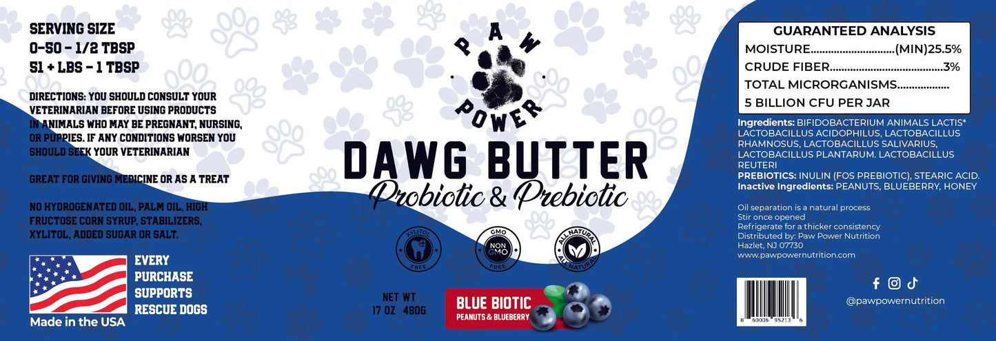 Dawg Butter Blue Biotic Paw Power Nutrition