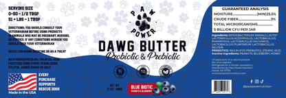 Dawg Butter Blue Biotic Paw Power Nutrition