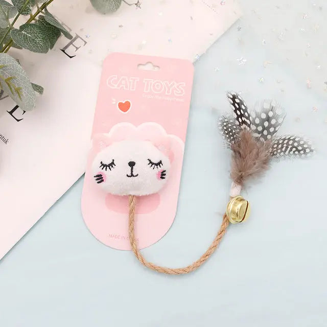 Funny Cat Toy with Feather, Bell, and Hemp Rope PurrBurr