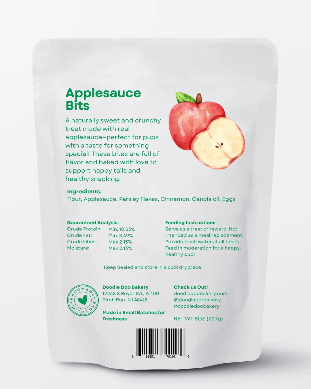 Homemade Dog Treats -🍏 Apple Bits Dog Biscuits 1/2 lb. Doodle Doo Bakery