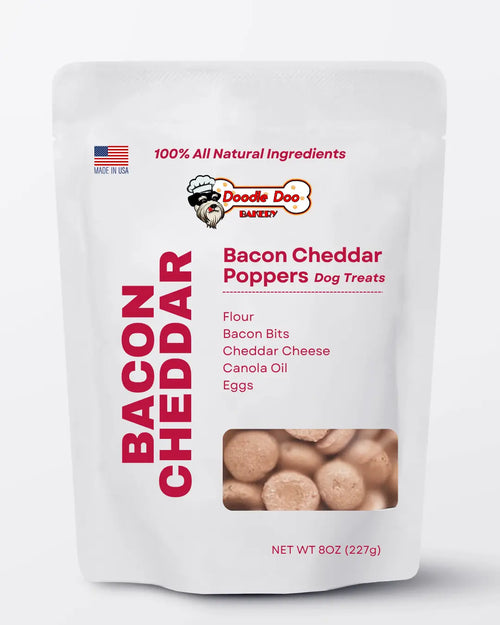 🥓 Homemade Dog Treats -  Bacon Cheddar Poppers Treat 1/2lb Doodle Doo Bakery