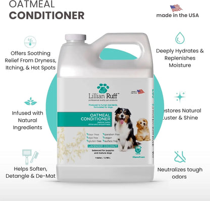 PRO Formula Oatmeal Dog Conditioner - Nourishing & Calming Relief for Allergies & Sensitive Skin - Detangles, Softens & Adds Shine with Oatmeal, Coconut Oil & Lavender - USA Made (Gallon)